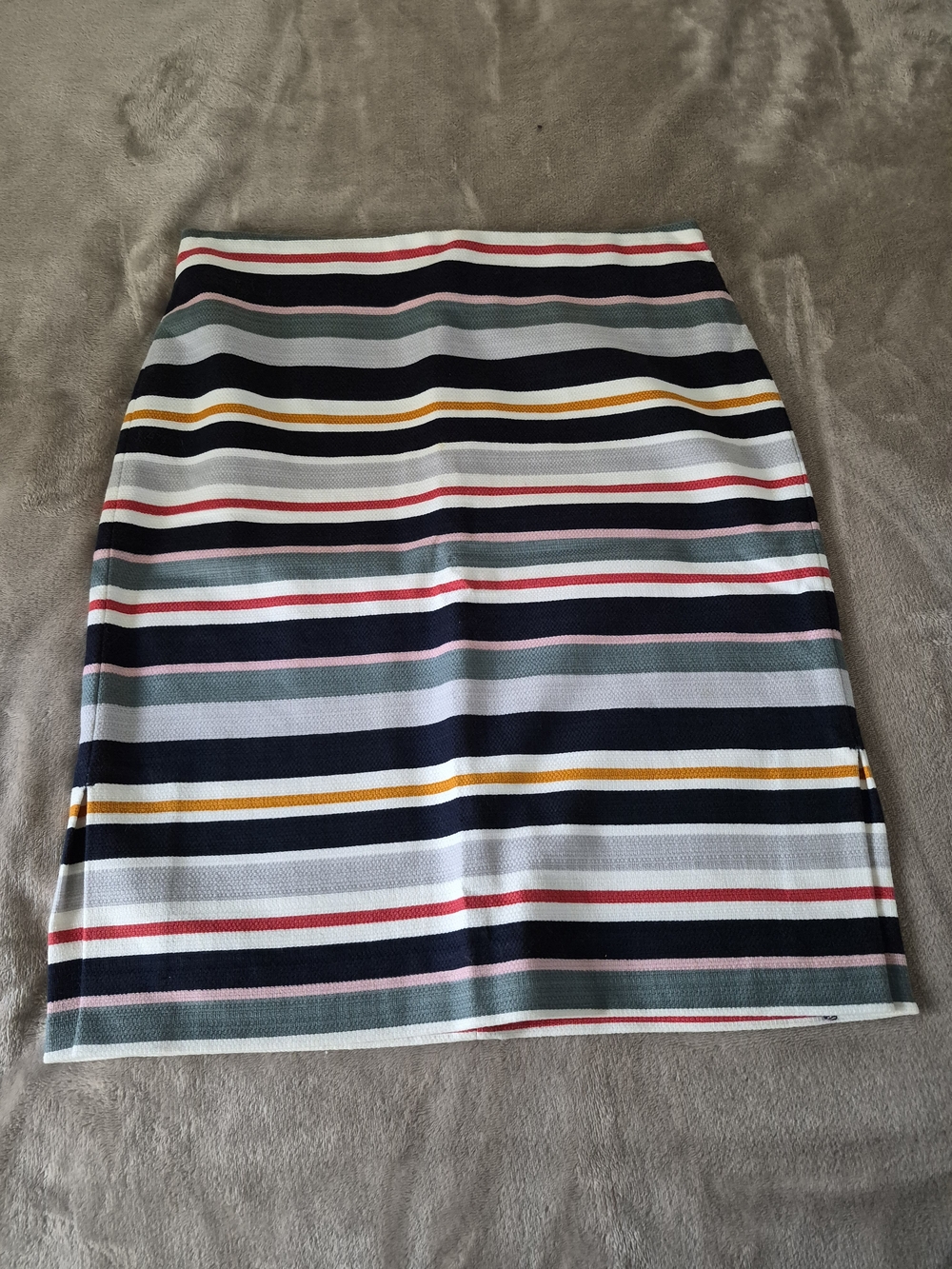 LOFT Striped Pencil Skirt in Navy, White, Pink & Mustard